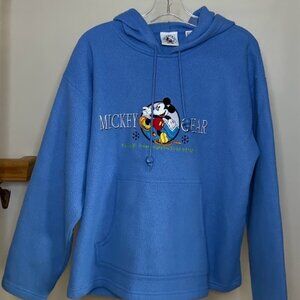 Vintage Disney Mickey Mouse Fleece Hoodie M – Embroidered Snowshoeing Winter